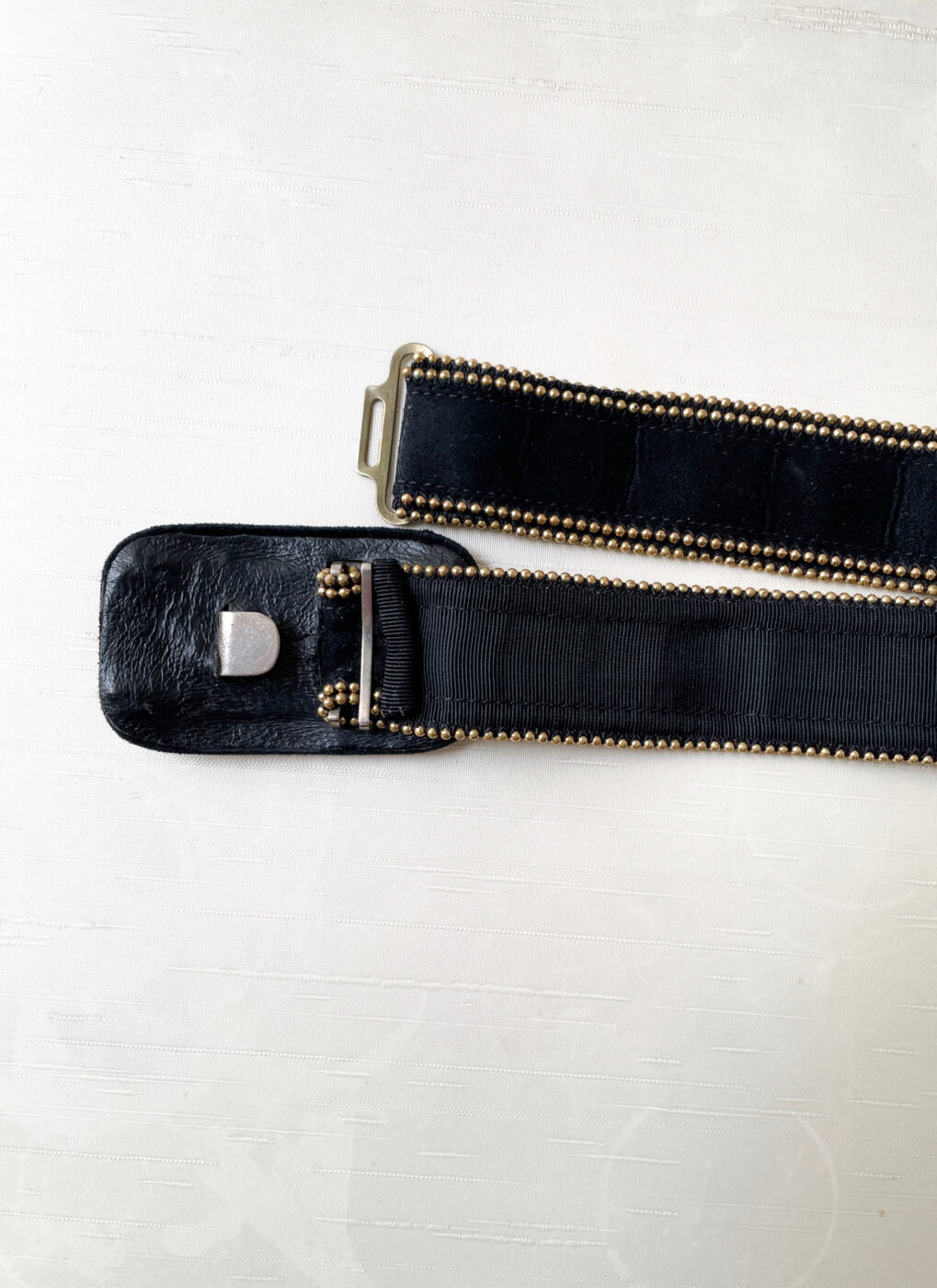 1940s Criterion black suede + gold bead belt 27″w – Hemlock Vintage ...