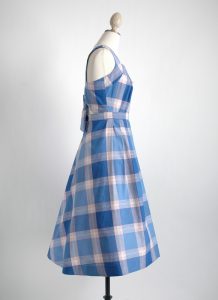 1950s plaid cotton open back dress – Hemlock Vintage Clothing