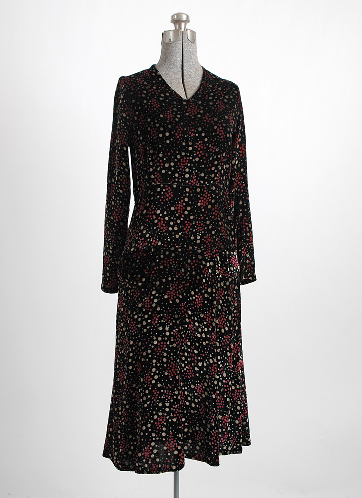 1920s bias-cut polka dot silk velvet dress