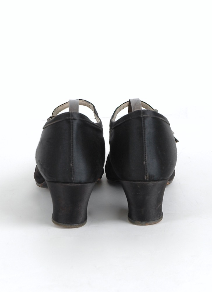 1920s black silk satin heels @size 8