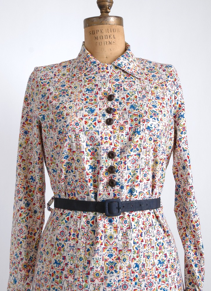 1930s cotton dress with great buttons + pockets