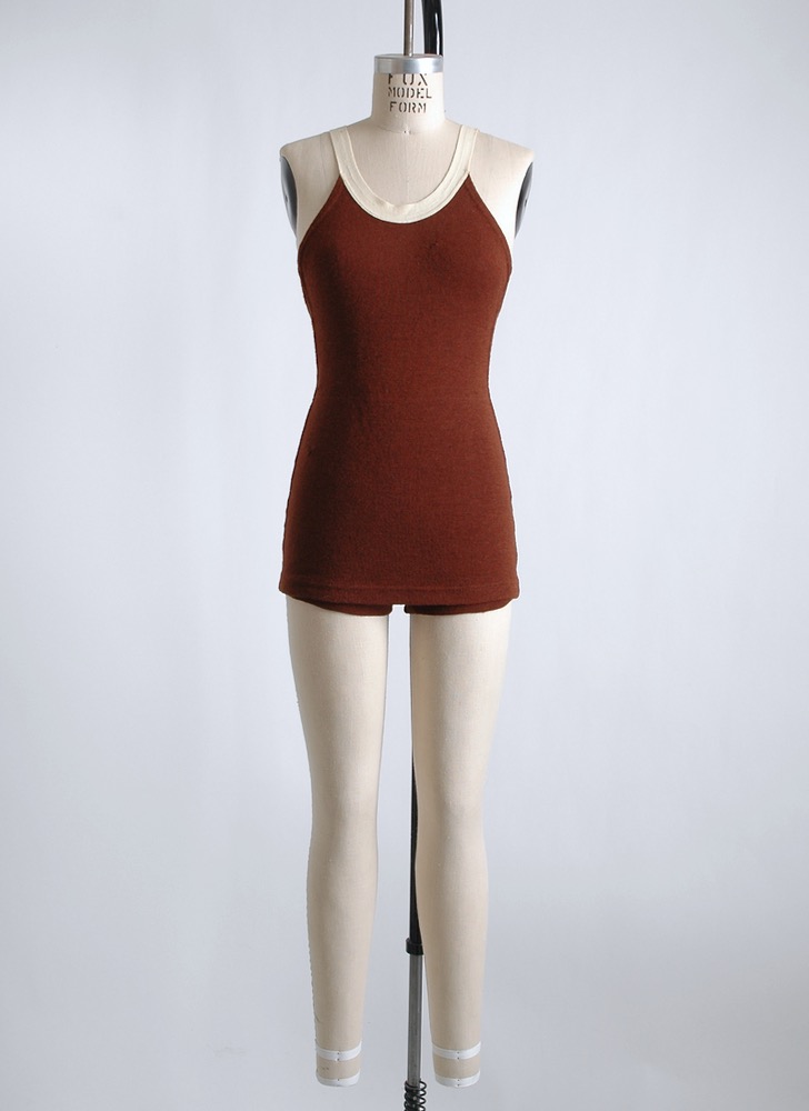 COMING SOON! 1930s strappy maroon wool bathing suit