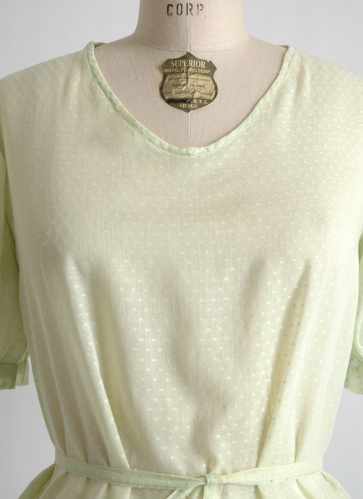 1930s green Swiss dot cotton blouse