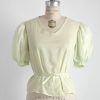 1930s green Swiss dot cotton blouse