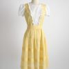 1930s 40s yellow swiss dot dress with embroidered organdy