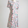 1940s floral cotton dress with ruffle trim