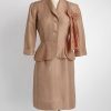 1940s brown silk polka dot suit dress + jacket