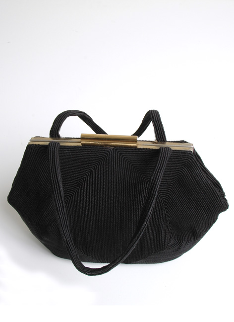 1940s Weeda black corde purse