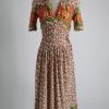 1940s floral nylon dress as-is