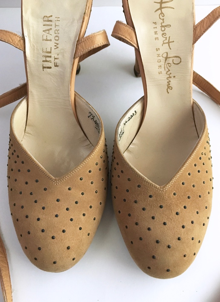 1940s Herbert Levine suede studded heels