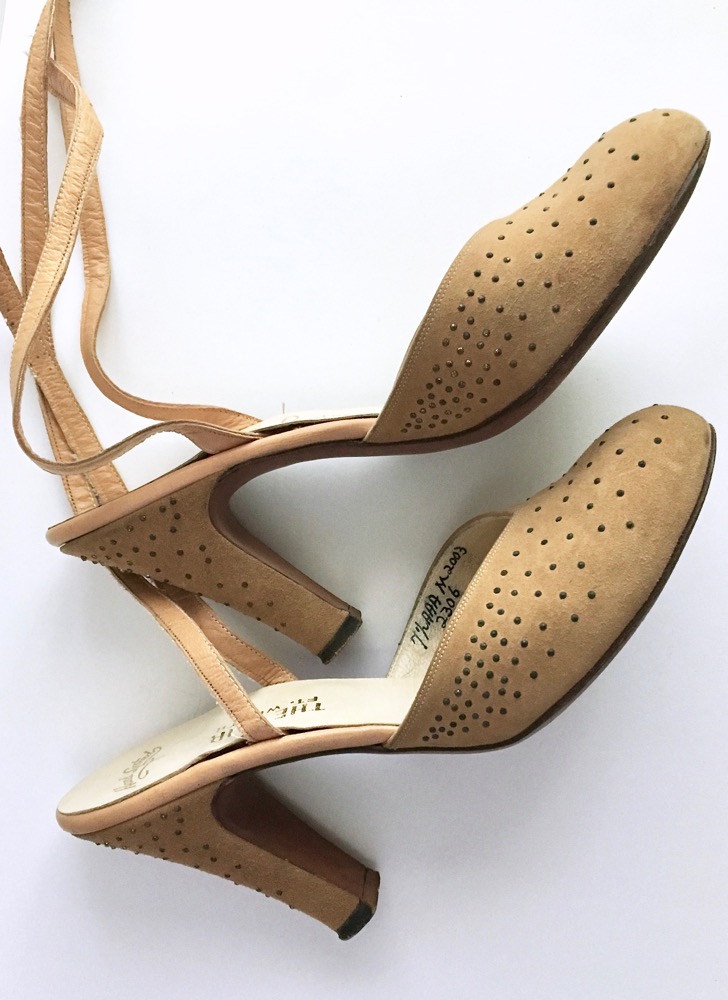 1940s Herbert Levine suede studded heels
