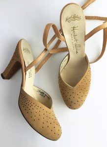 1940s Herbert Levine suede studded heels