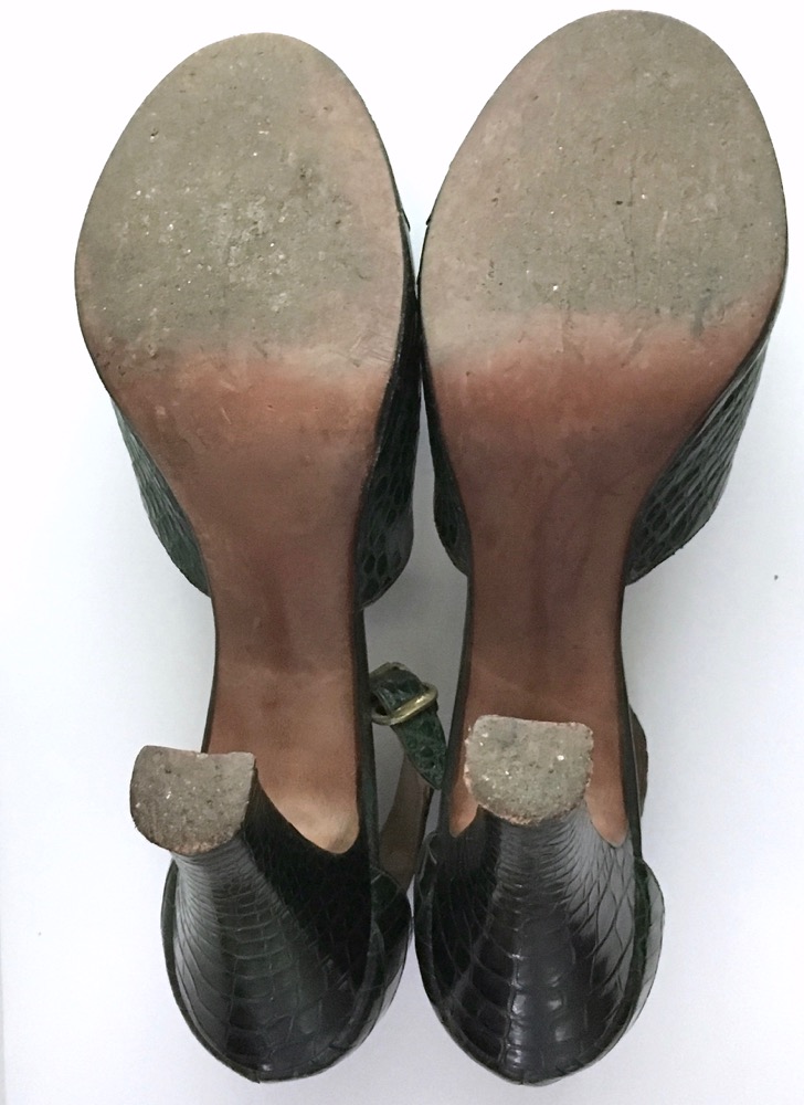 1940s Andrew Geller green reptile platforms – Hemlock Vintage Clothing