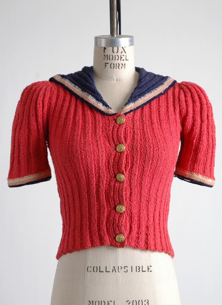 adorable rare 1940s pink sailor sweater
