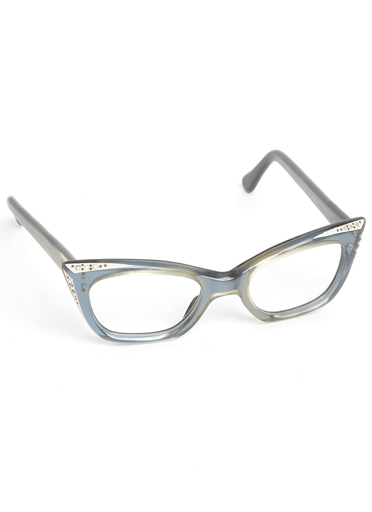 1950s French blue cat-eye glasses frame