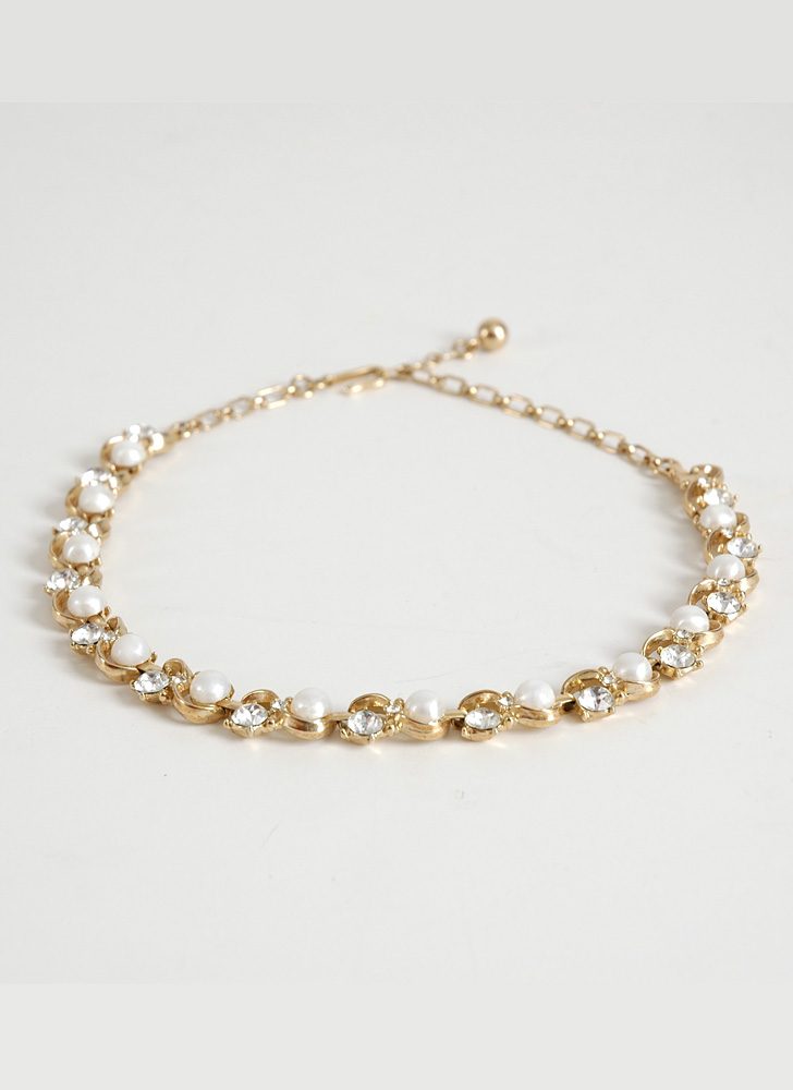 1950s Trifari pearl + rhinestone necklace