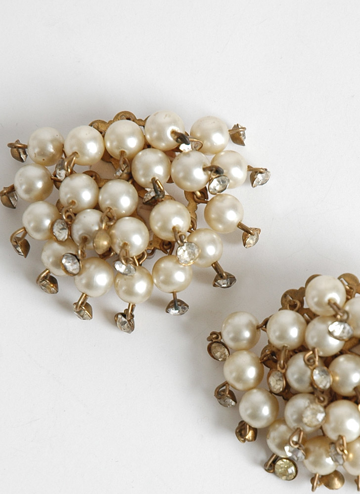 1950s pearl and rhinestone earrings