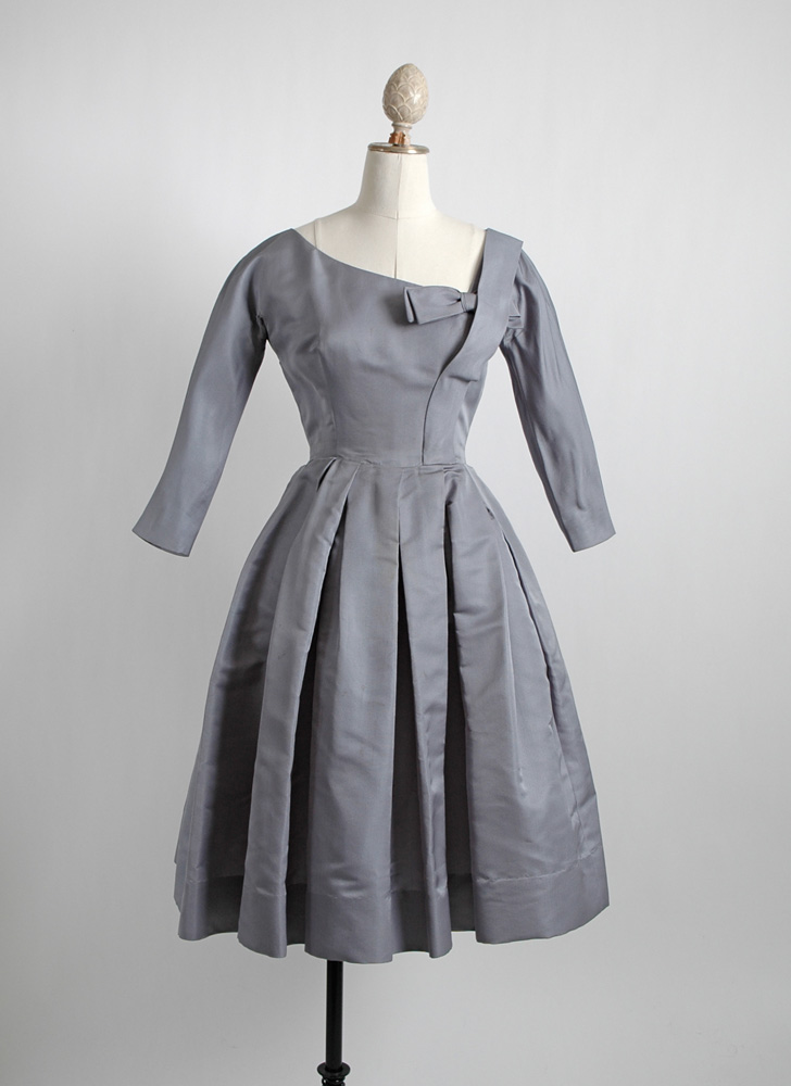 1950s Harvey Berin blue silk satin cocktail dress (as-is)