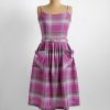 1950s purple + pink plaid cotton summer dress