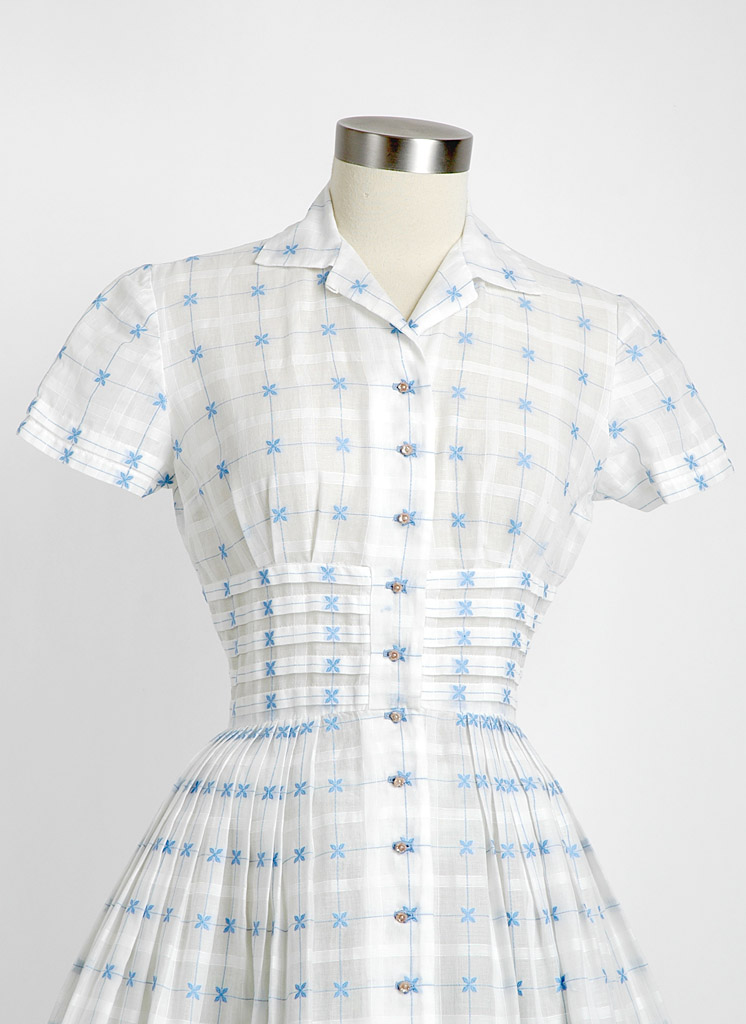 1950s sheer white organdy dress