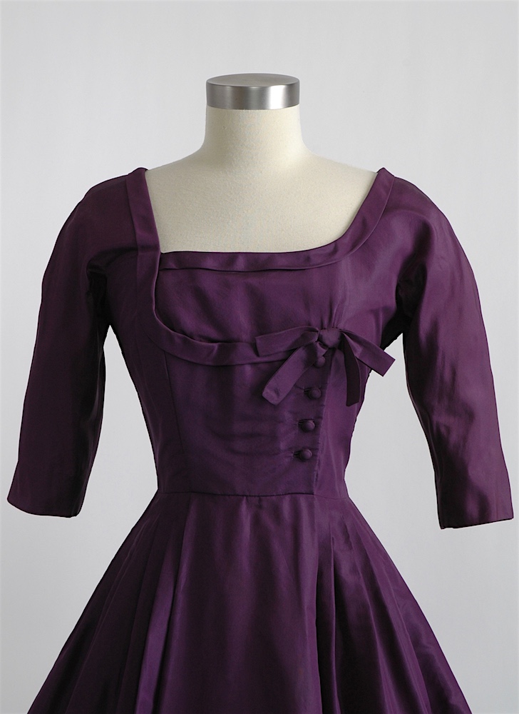 1950s Mollie Parnis purple silk dress
