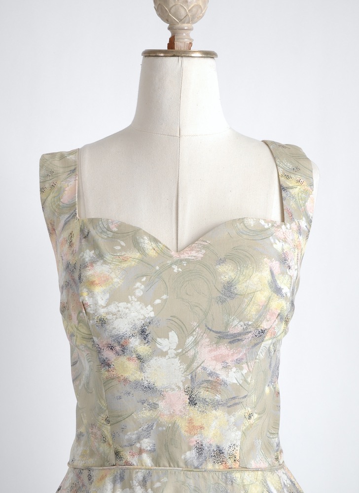 1950s Rappi green floral cotton dress