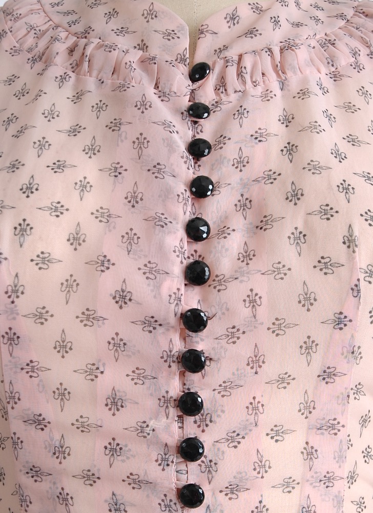 1950s pink + black sheer nylon dress