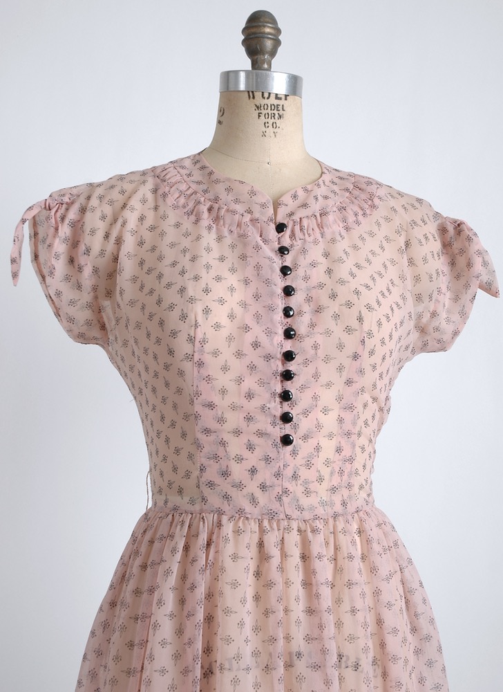 1950s pink + black sheer nylon dress
