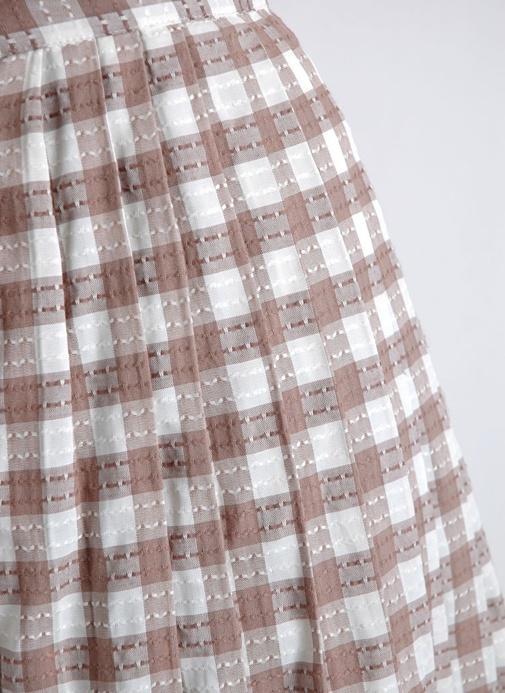 1950s 60s brown and white check skirt