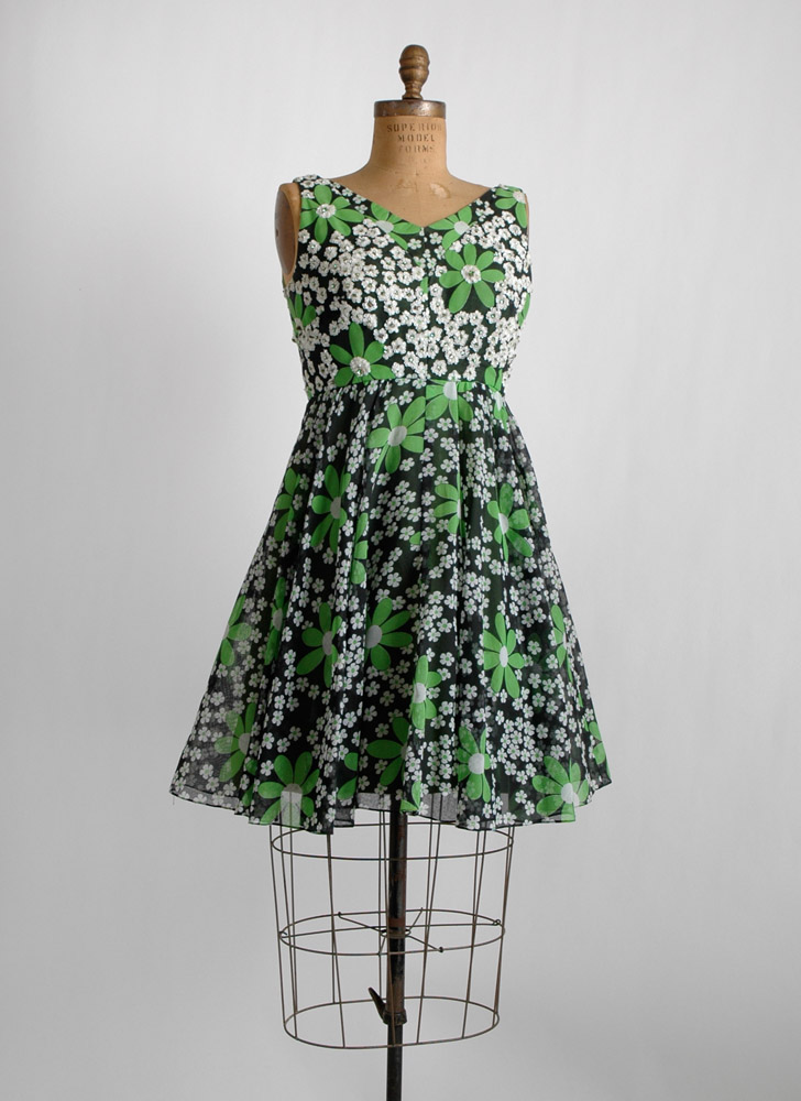 1960s Modern Couture rhinestone + sequin dress