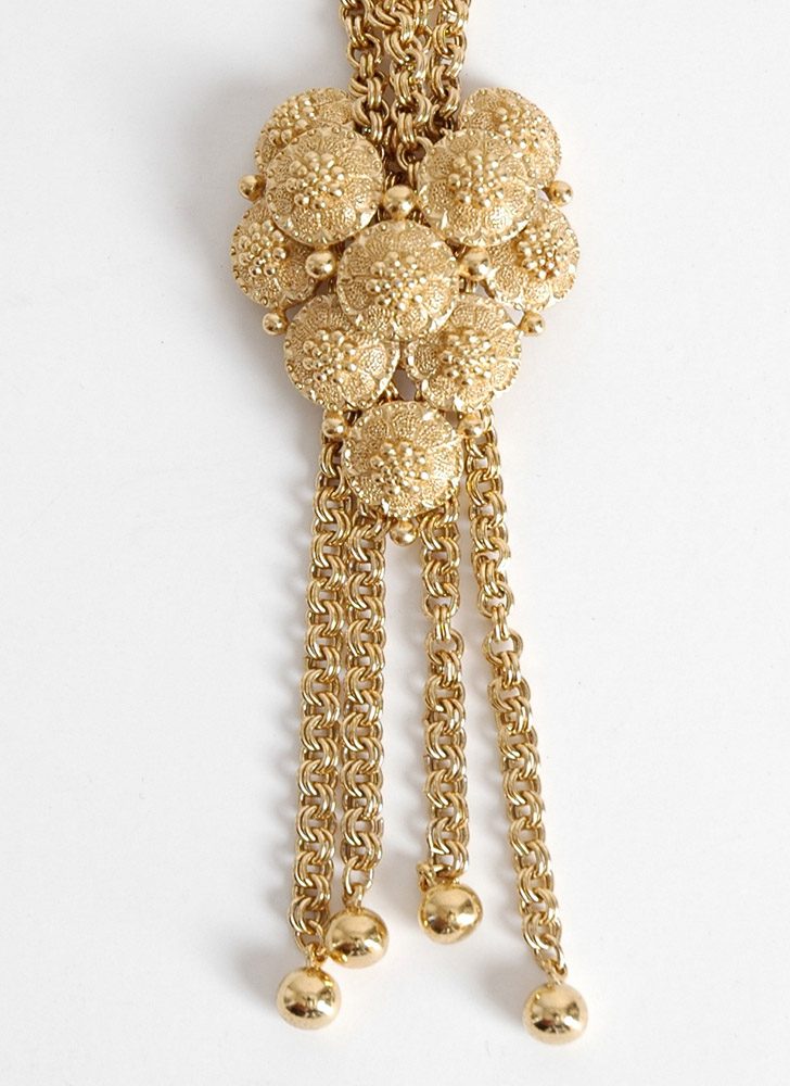 vintage Trifari gold lariat necklace