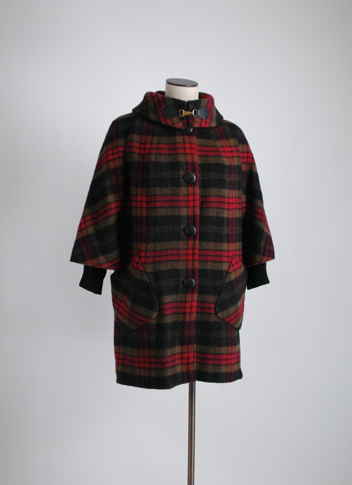 1960s plaid wool coat Cashin style