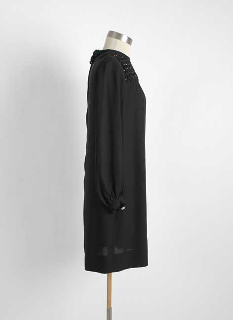1960s Saks Fifth Avenue crepe dress + smocking