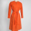1970s HALSTON orange ultrasuede dress