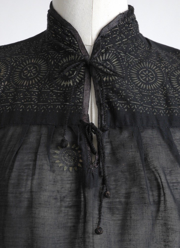 vintage sheer black + gold Indian cotton dress
