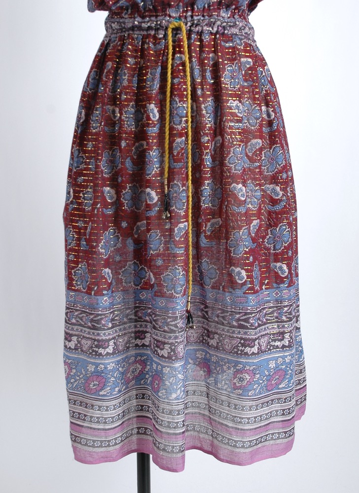 1970s Indian sheer cotton lurex dress