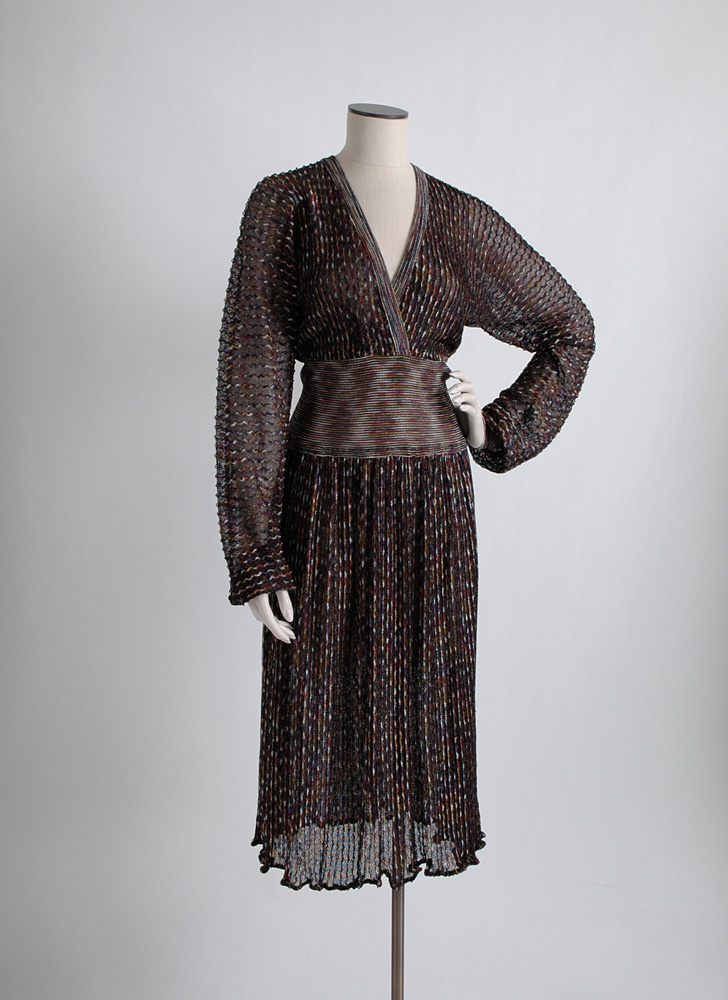 1970s Missoni black knit lurex dress, large