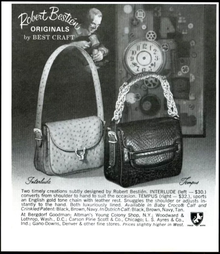 1960s Robert Bestién croc patent bag