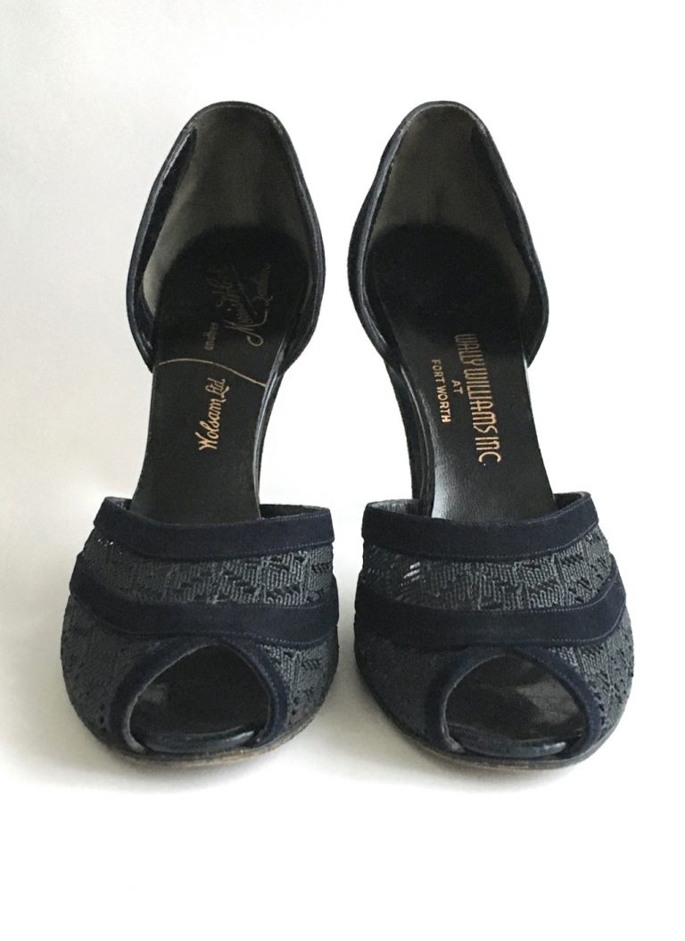 NICE 1940s Morris Wolock dark blue suede heels – Hemlock Vintage Clothing