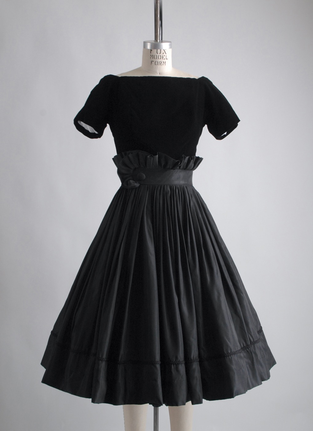 1950s Gigi Young black velvet + taffeta ruffle dress – Hemlock Vintage ...