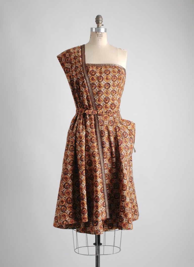 1940s Pompadour brown cotton sari dress (like Tina Leser) – Hemlock ...