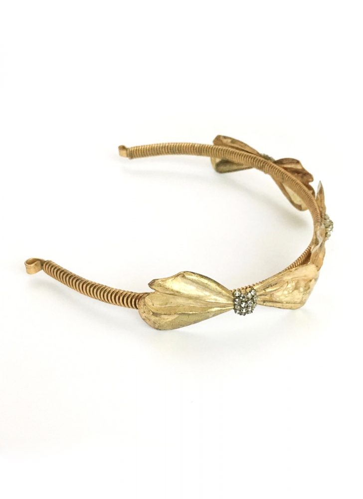 RARE 1950s Miriam Haskell bow + rhinestone tiara headband