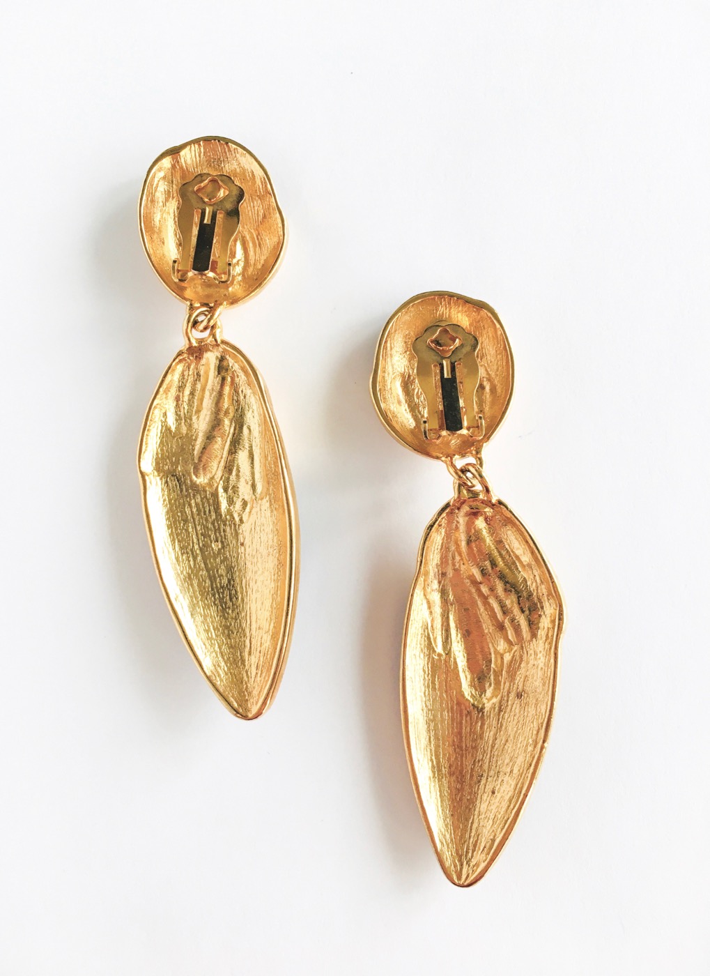 80s gold + black rhinestone dangle earrings