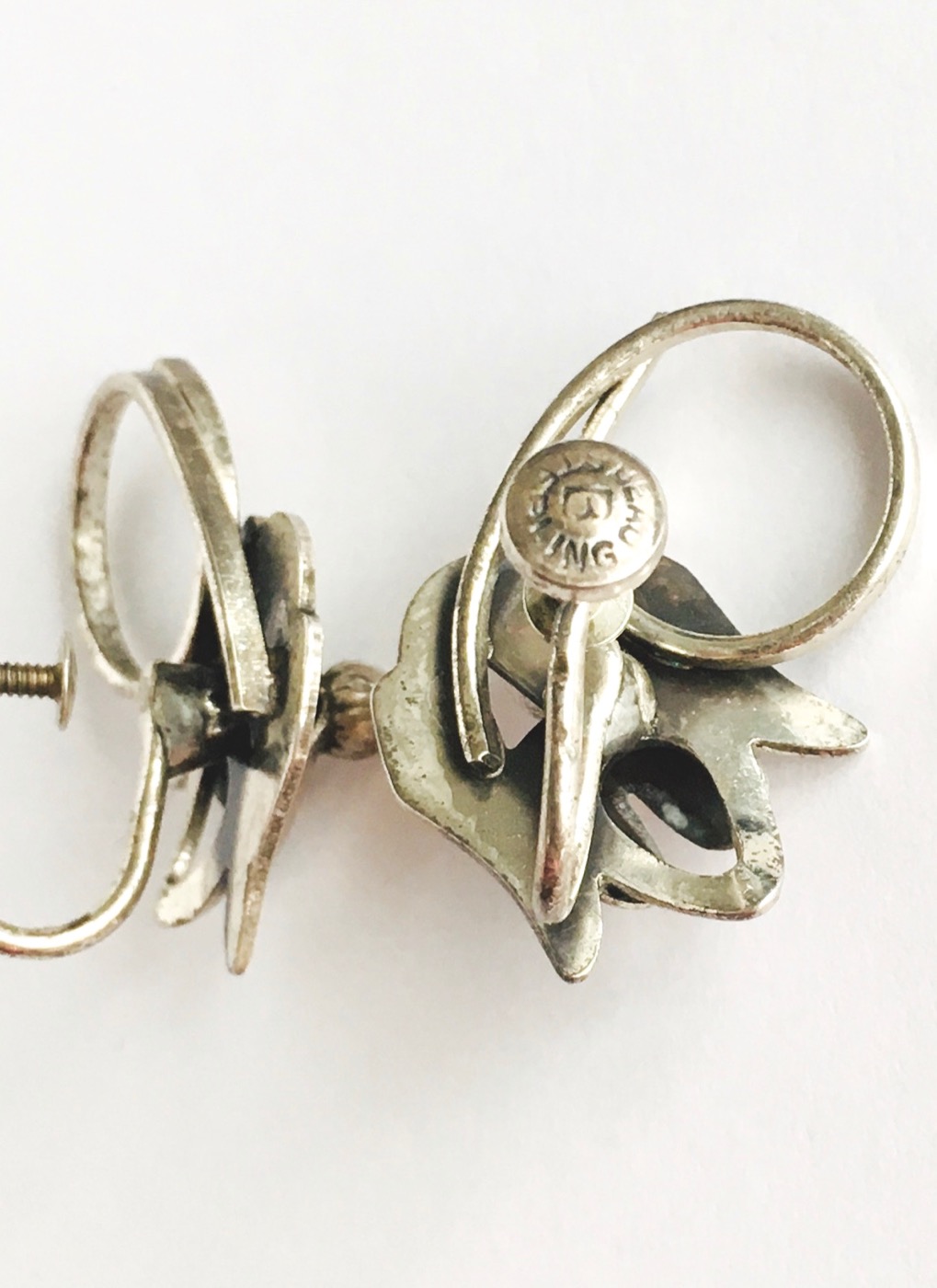 vintage sterling silver Beau dog earrings