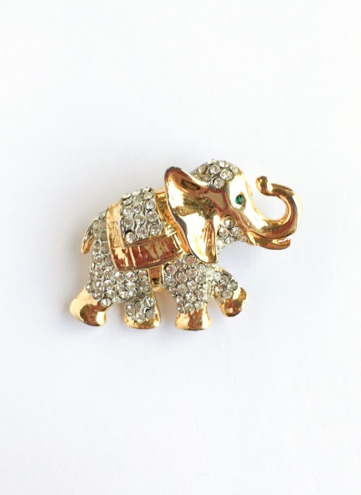 vintage rhinestone elephant pin