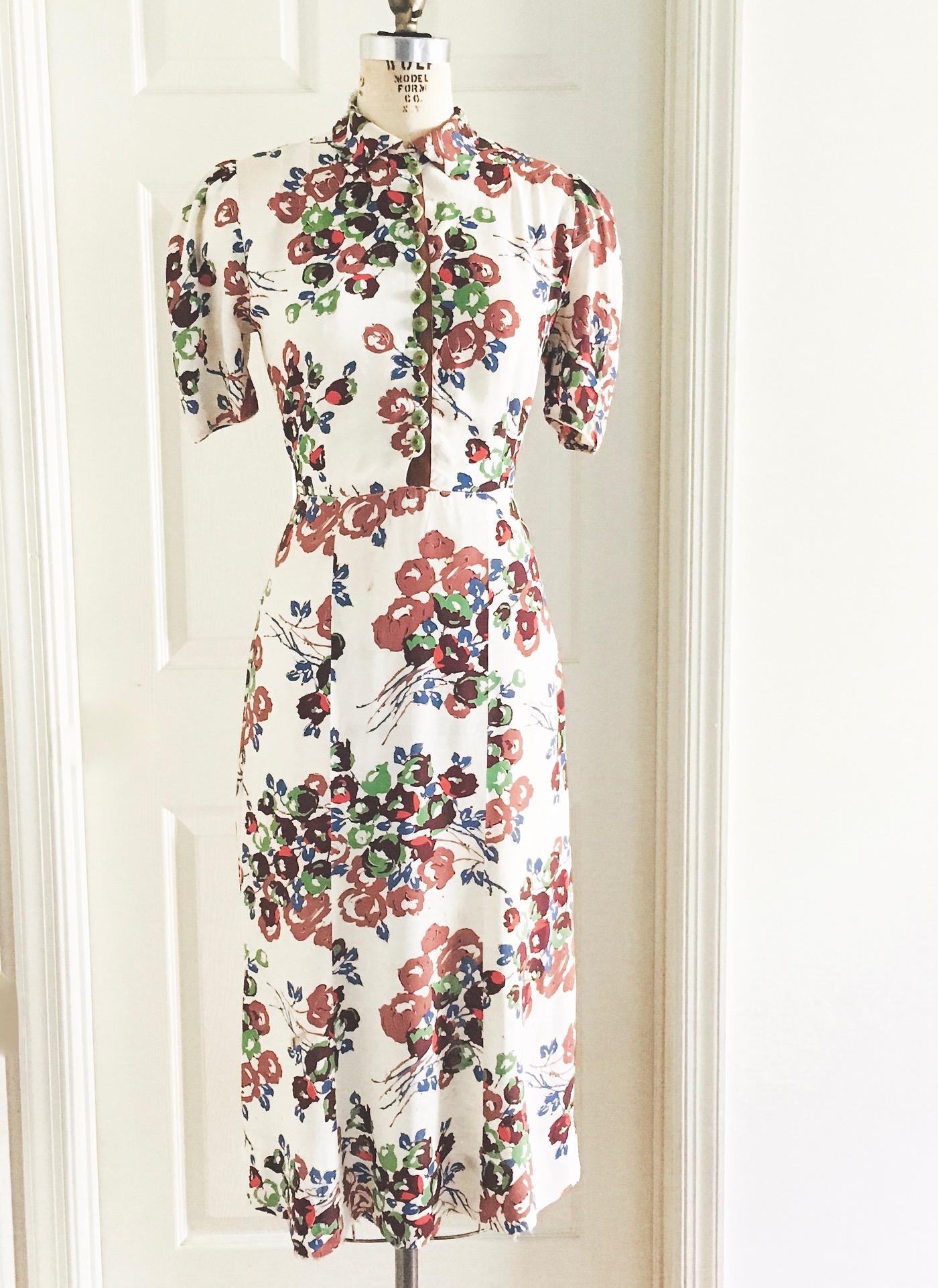 1930s floral print rayon dress Hollywood Creations by Justine (fair ...