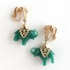 1960s-Napier-green-glass-elephant-earrings - 6