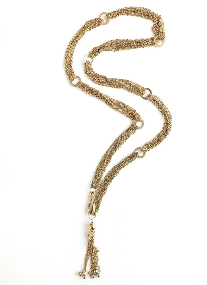 1960s gold-tone chains + hoops tassel hook necklace