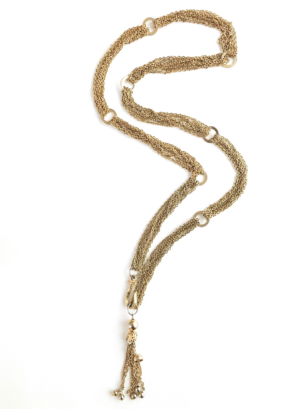 1960s gold-tone chains + hoops tassel hook necklace – Hemlock Vintage ...