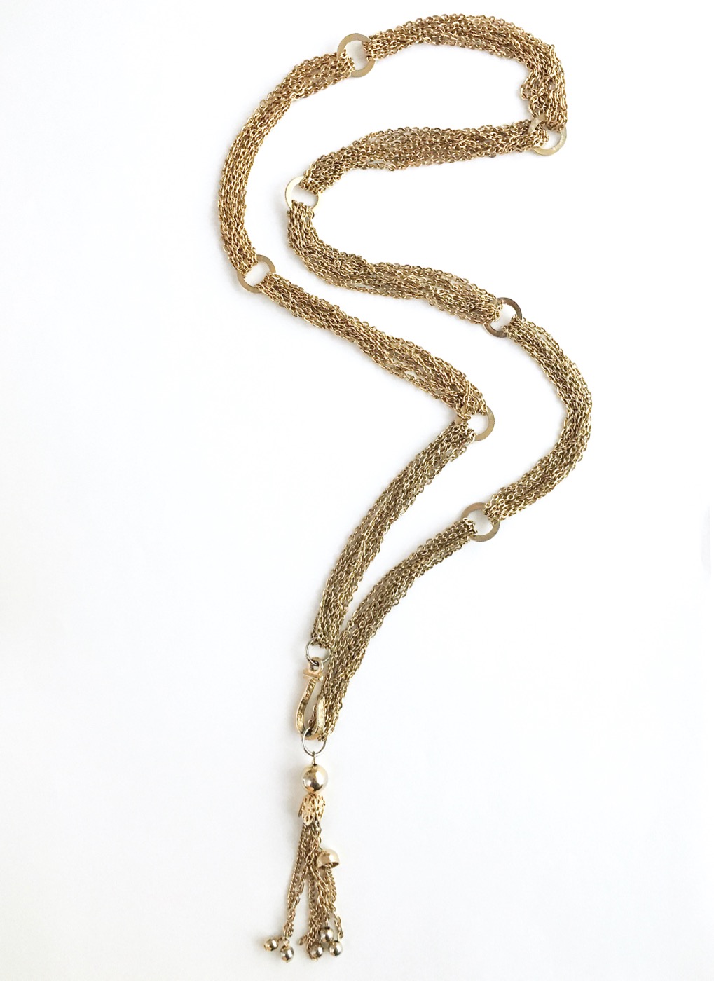 1960s gold-tone chains + hoops tassel hook necklace – Hemlock Vintage ...